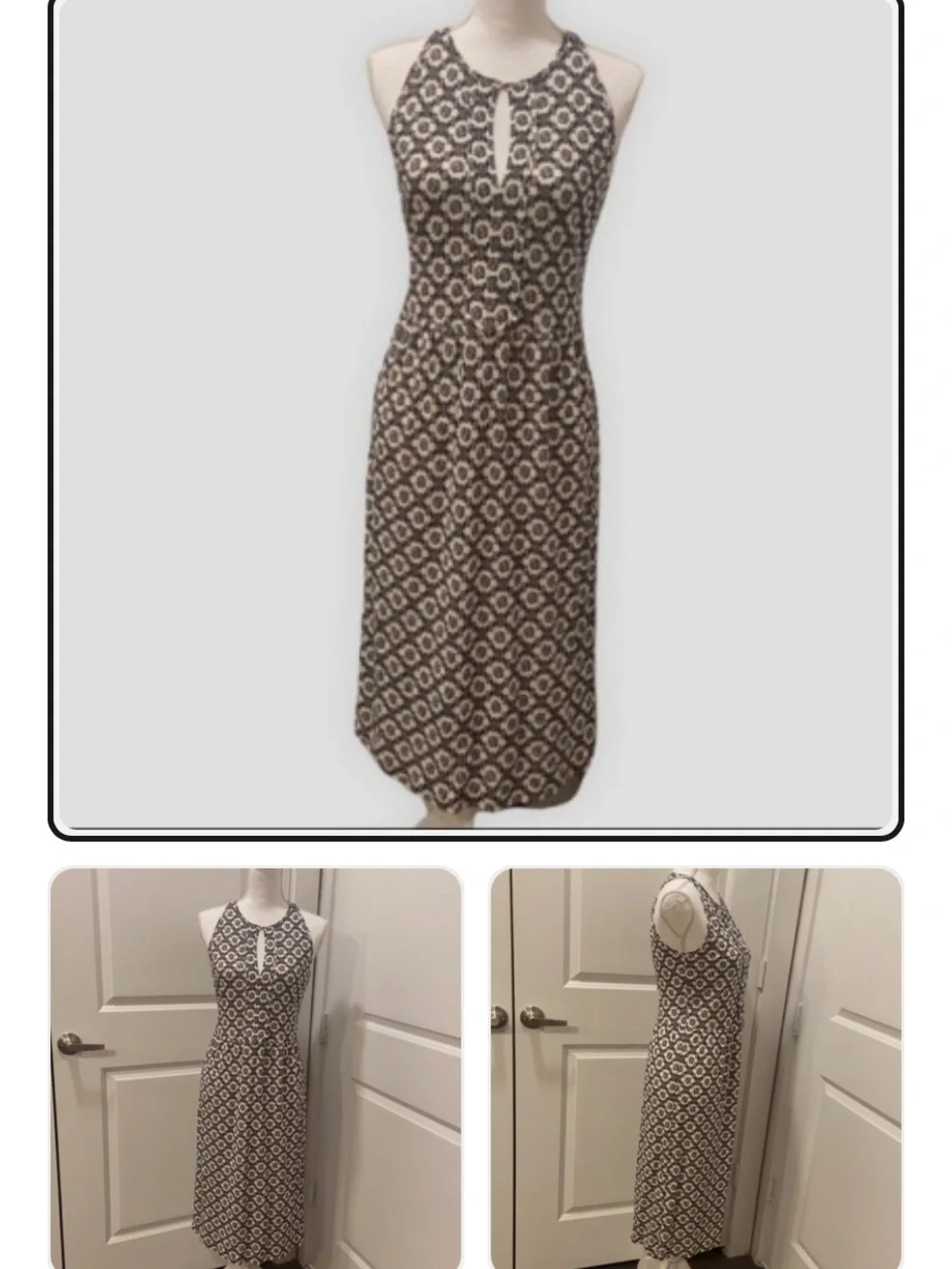 Tory Burch Navy and White Sleeveless Maxi Dress